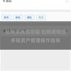 比特派钱包功能 比特派钱包多链资产管理操作指南