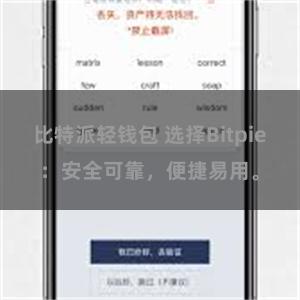 比特派轻钱包 选择Bitpie：安全可靠，便捷易用。