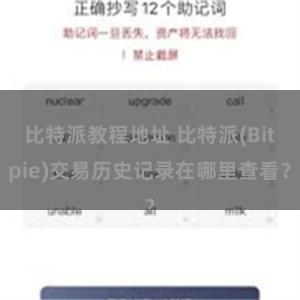 比特派教程地址 比特派(Bitpie)交易历史记录在哪里查看？